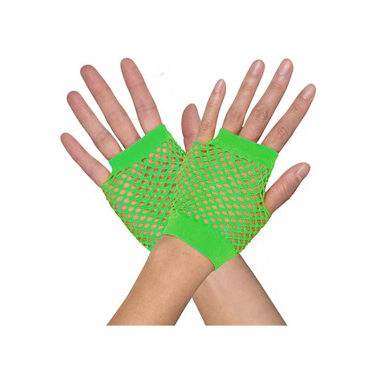 1 Pair Fishnet Gloves Fingerless Wrist Length 70s 80s