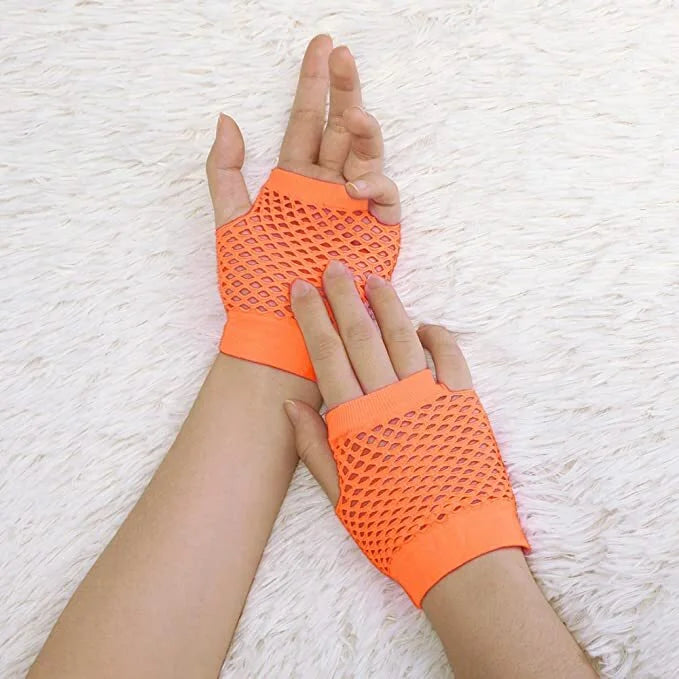 1 Pair Fishnet Gloves Fingerless Wrist Length 70s 80s