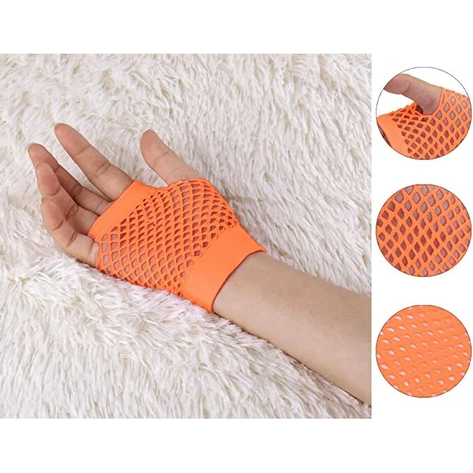 1 Pair Fishnet Gloves Fingerless Wrist Length 70s 80s