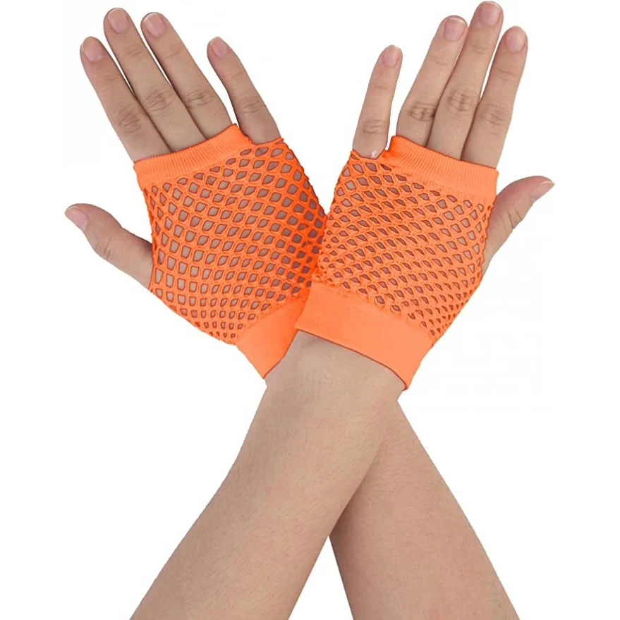 1 Pair Fishnet Gloves Fingerless Wrist Length 70s 80s