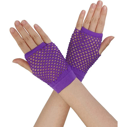 1 Pair Fishnet Gloves Fingerless Wrist Length 70s 80s