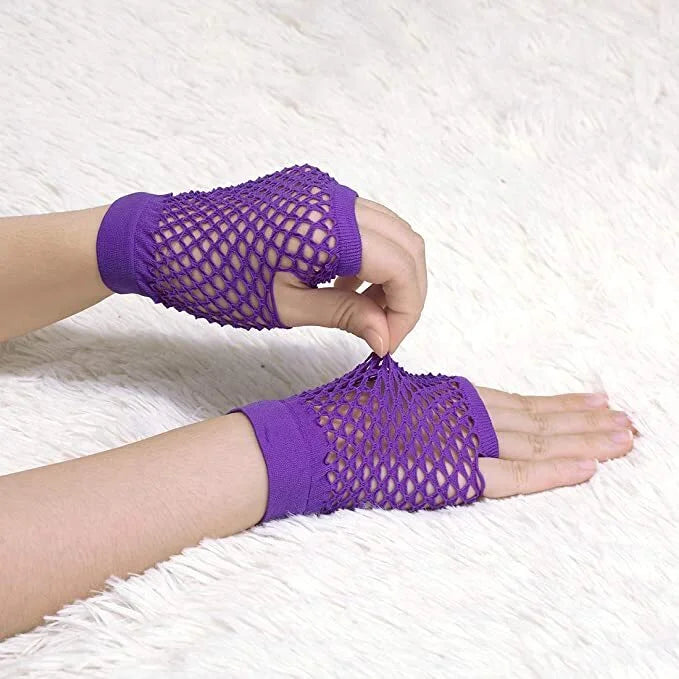 1 Pair Fishnet Gloves Fingerless Wrist Length 70s 80s