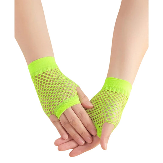 1 Pair Fishnet Gloves Fingerless Wrist Length Costume Party
