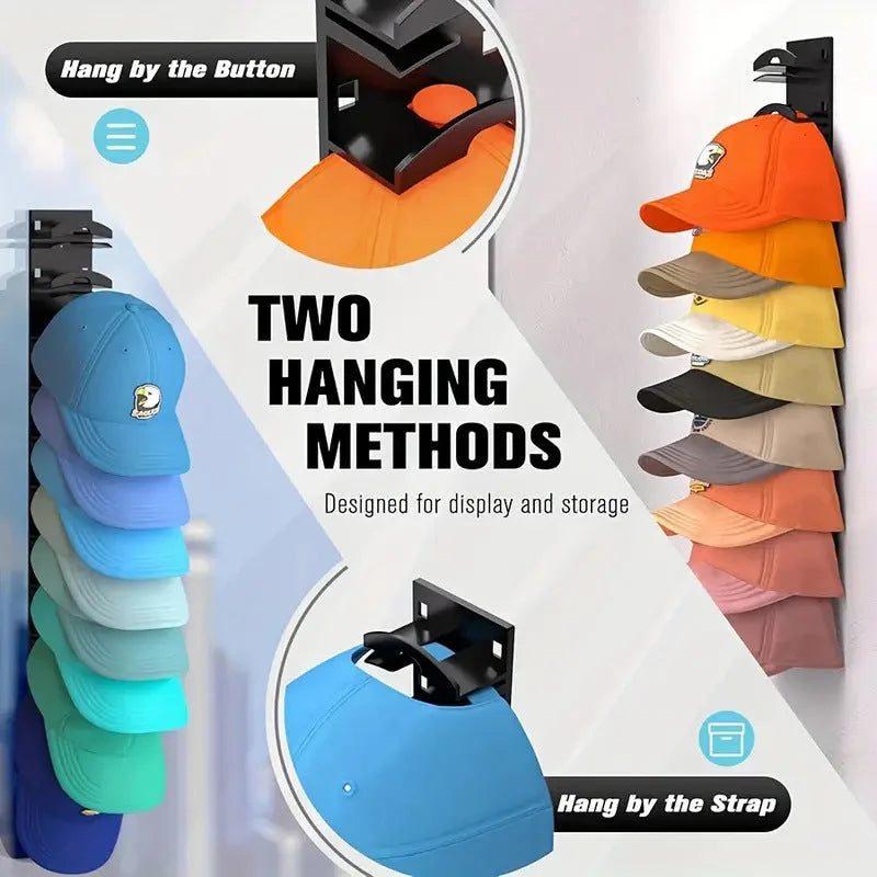 1 Pcs Black Adjustable Hat Organizer Rack for Baseball Caps