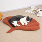 1 Pcs Yellow Leaf-Shaped Pet Sleeping Mat - Durable Dog