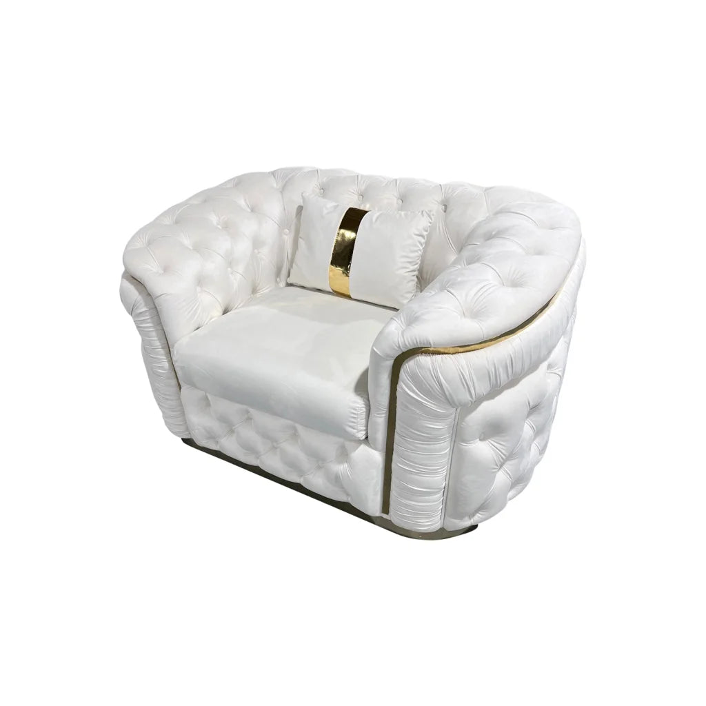 1 Seater Sofa Beige Velvet Fabric Solid Wood construction