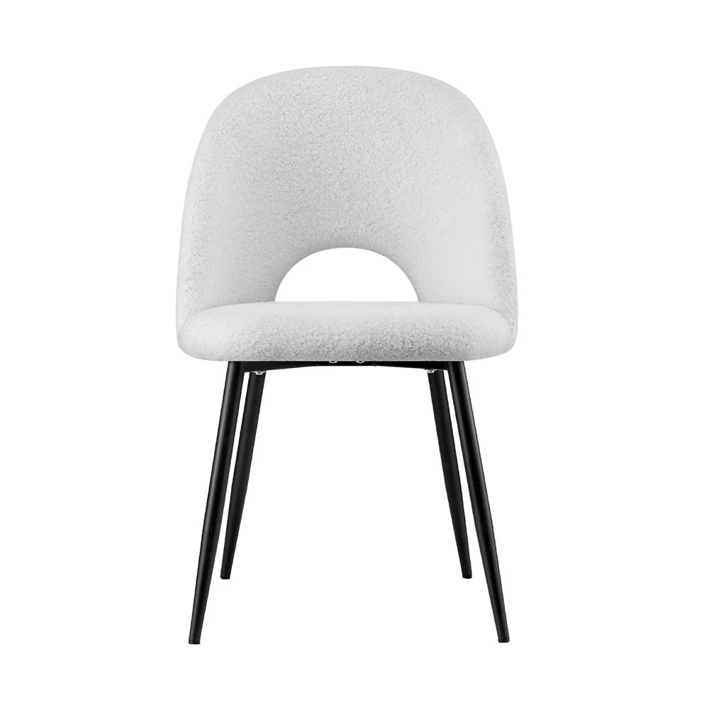 Set dining chair with cushioned seat and curved backrest
