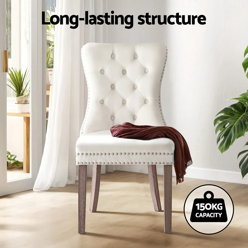 Set 2 Dining Chairs Velvet 1 Beige