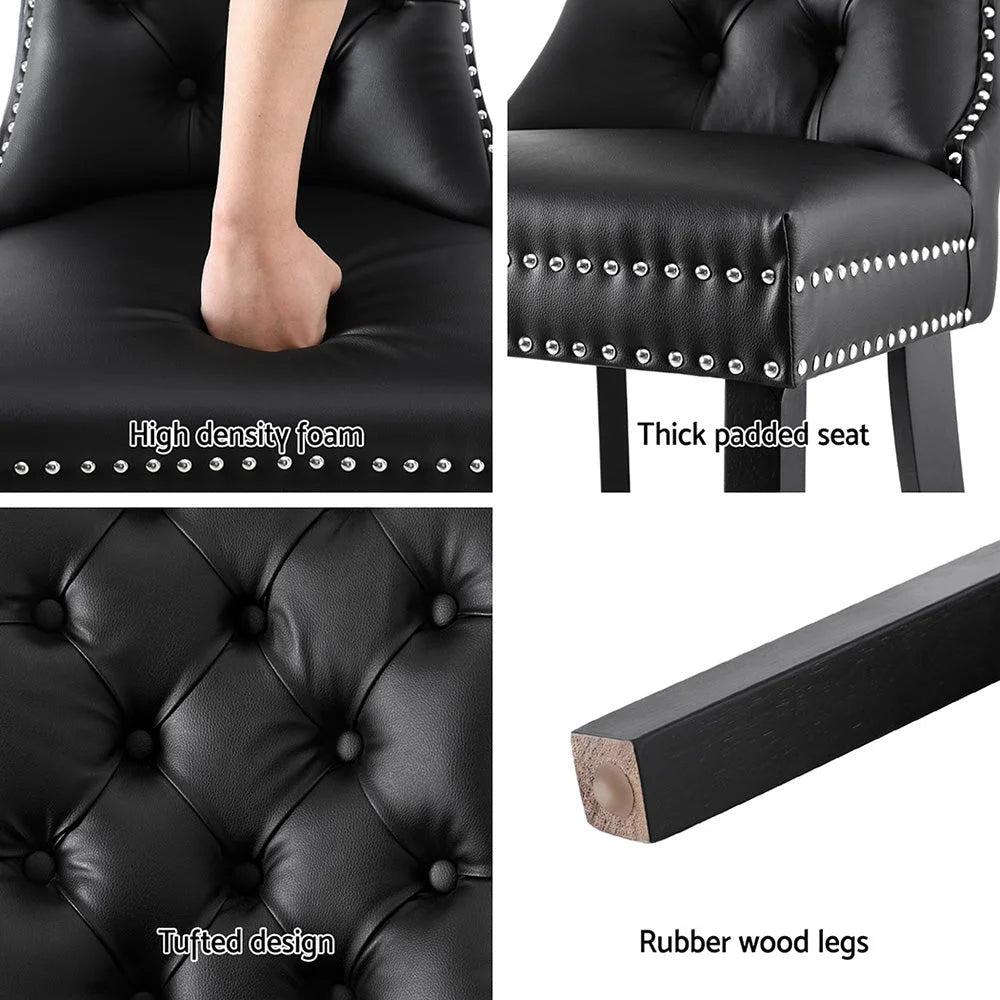 1 Set of 2 Artiss Dining Chairs Black Leather - Furniture >