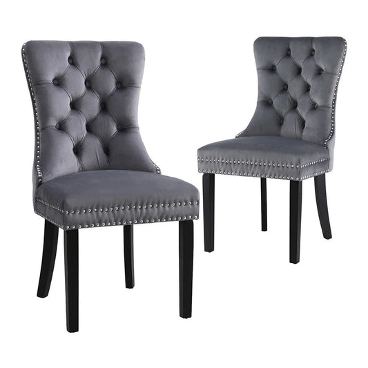 1 Set of 2 Artiss Dining Chairs Grey Velvet - Furniture >
