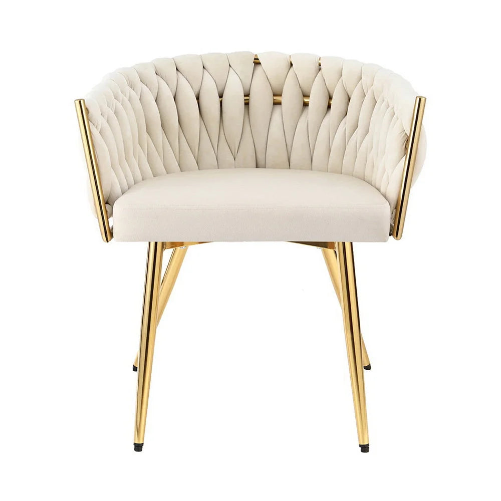 Beige set dining chairs with frame detail shown