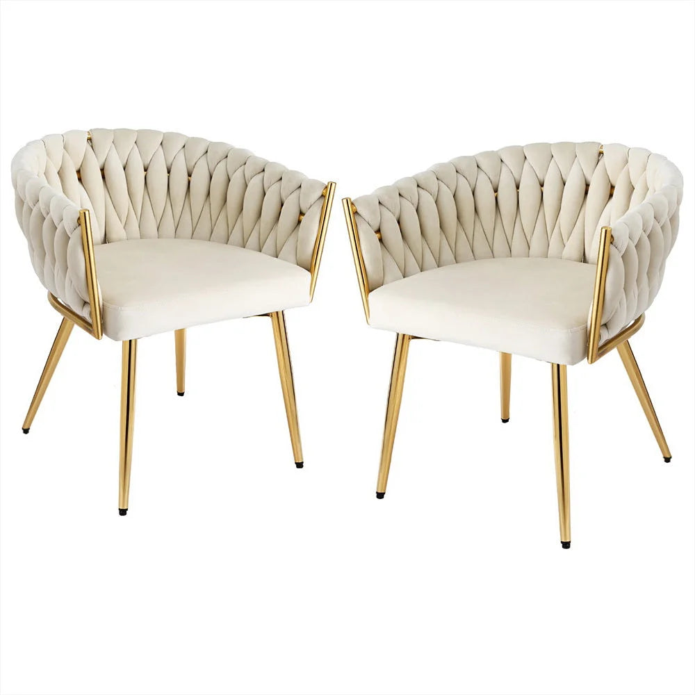 Beige set dining chairs with velvet armchair kitchen