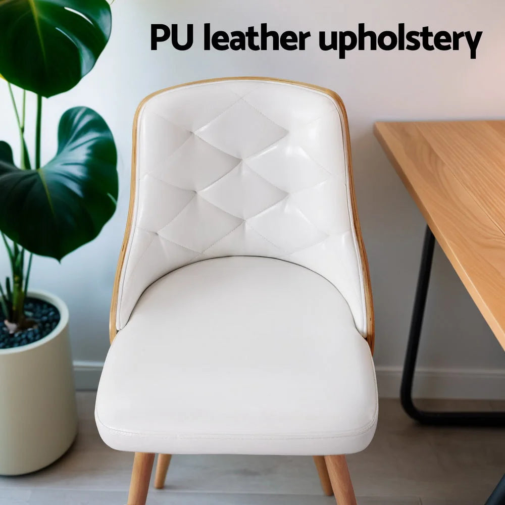 1 Set of 2 Artiss Dining Chairs White PU - Furniture >