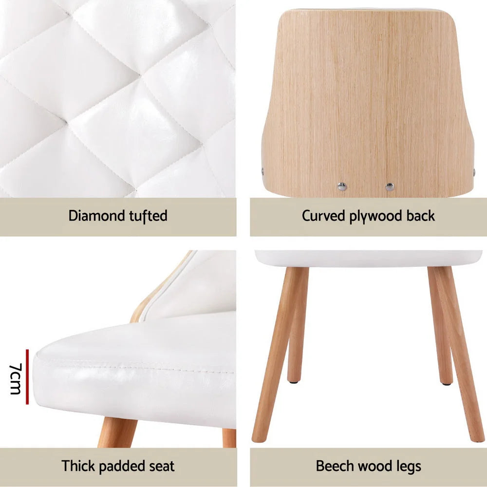 1 Set of 2 Artiss Dining Chairs White PU - Furniture >