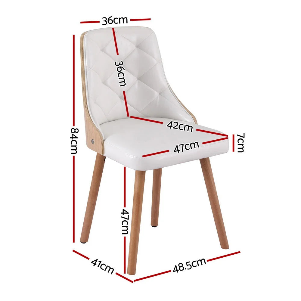 1 Set of 2 Artiss Dining Chairs White PU - Furniture >