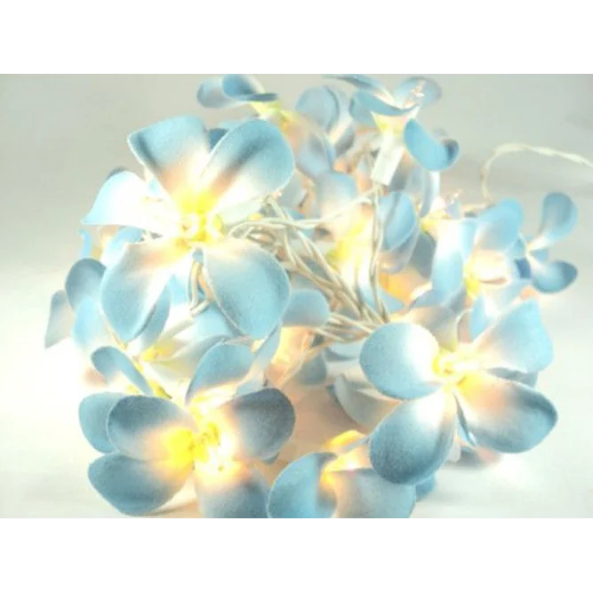 1 Set of 20 LED Tropical Blue Frangipani Flower Battery 3m
