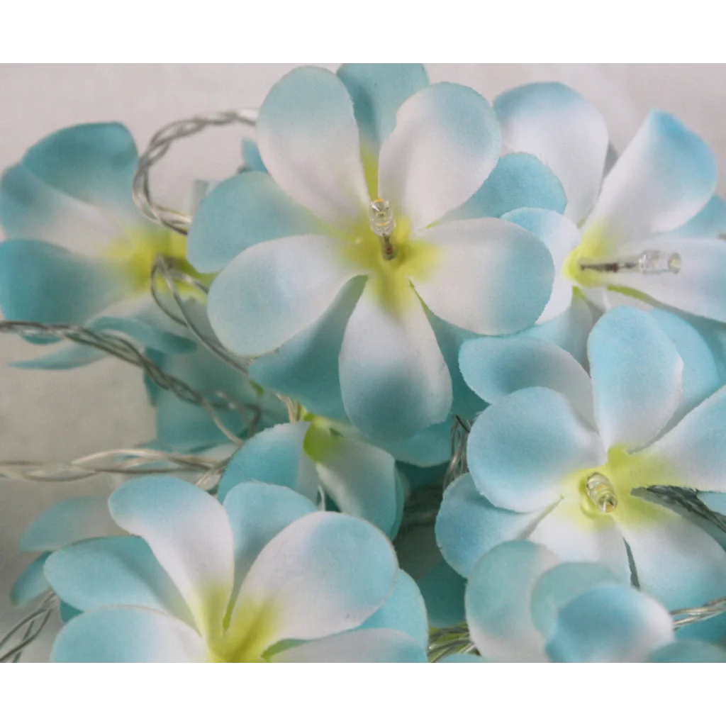 1 Set of 20 LED Tropical Blue Frangipani Flower Battery 3m