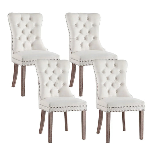 1 Set of 4 Artiss Dining Chairs Beige Velvet - Furniture >