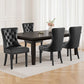 Black leather dining chair set with seat padding and sturdy legs