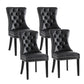 Black leather dining chair set with counter-height legs and footrest