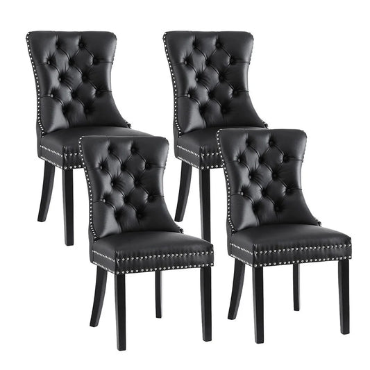 1 Set of 4 Artiss Dining Chairs Black Leather - Furniture >