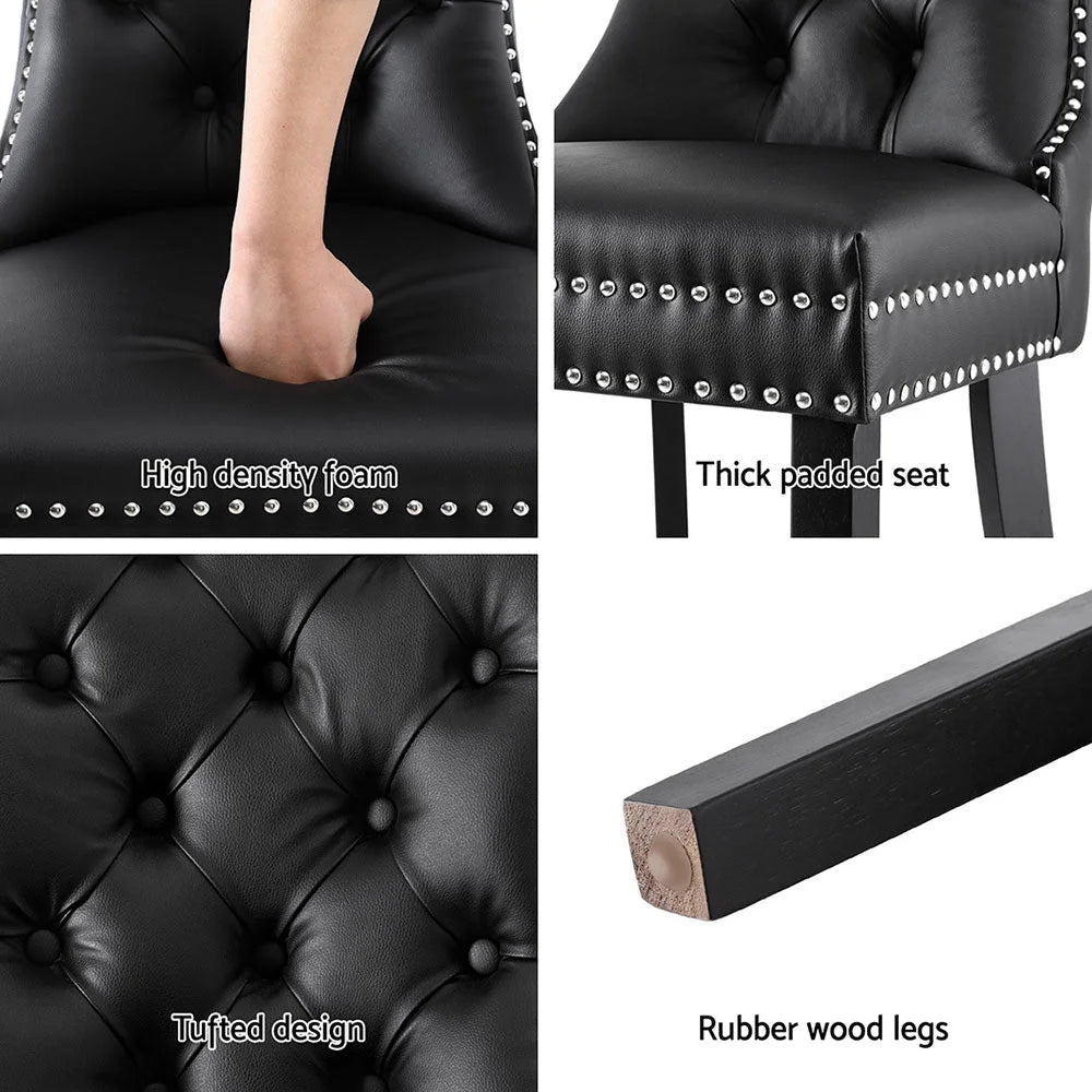 1 Set of 4 Artiss Dining Chairs Black Leather - Furniture >