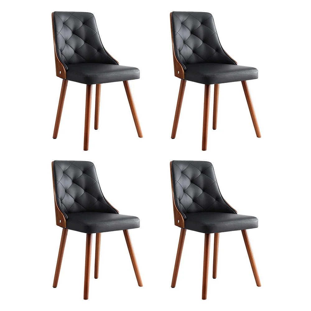 1 Set of 4 Artiss Dining Chairs Black PU - Furniture >