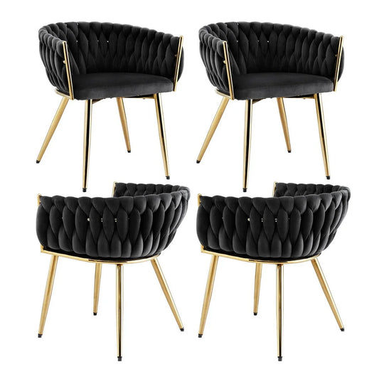 1 Set of 4 Artiss Dining Chairs Velvet Armchair Black