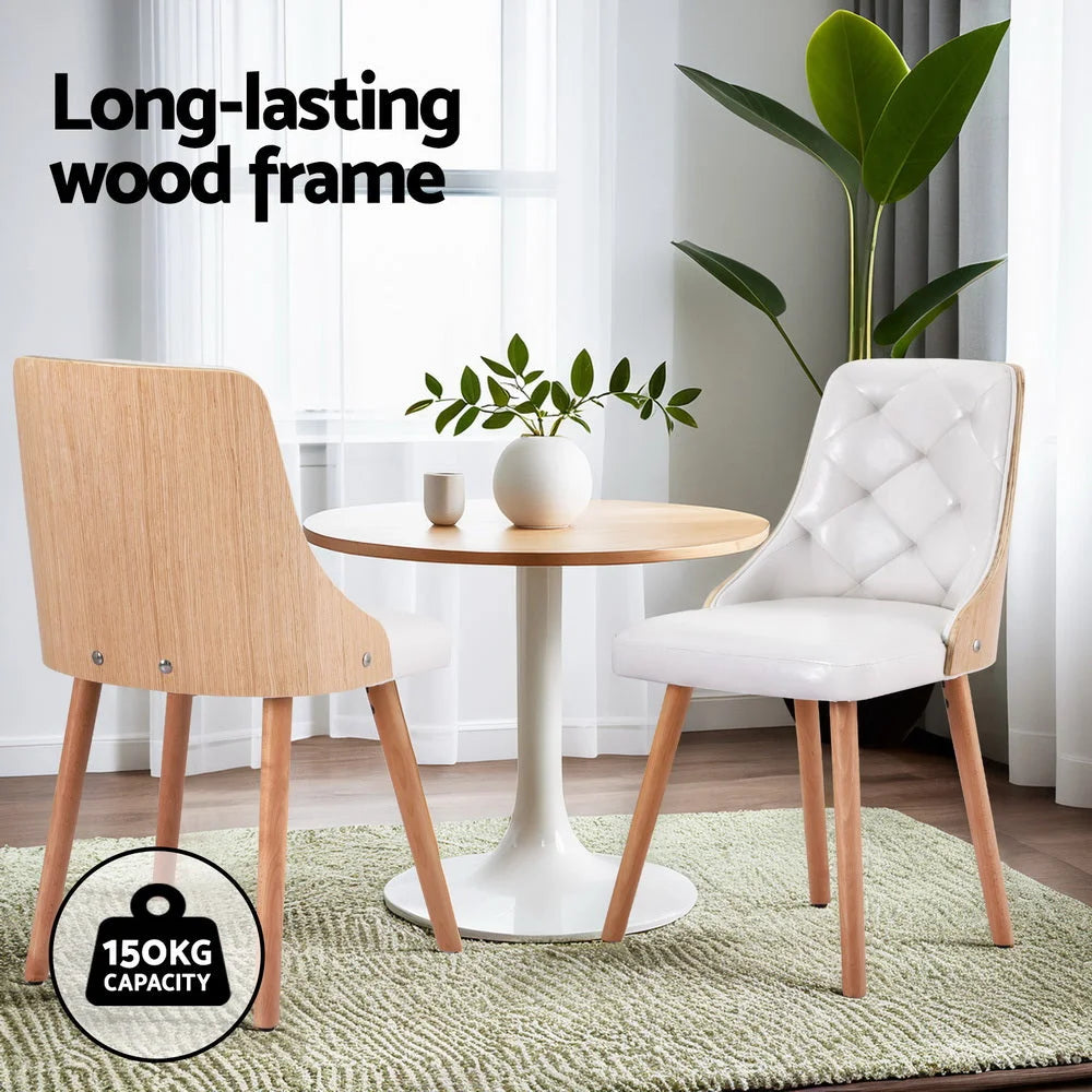 1 Set of 4 Artiss Dining Chairs White PU - Furniture >