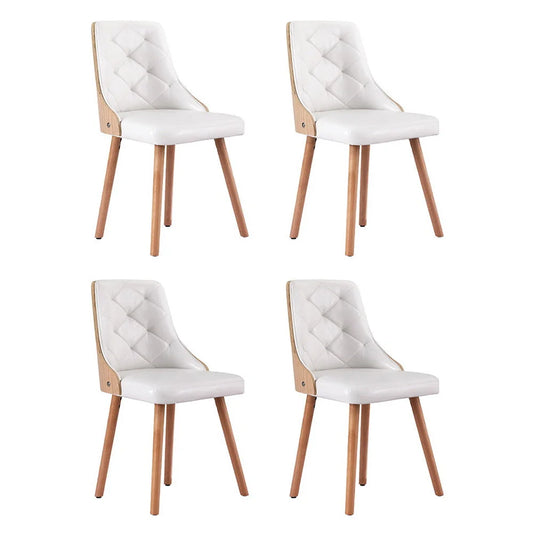 Set of four white dining chairs