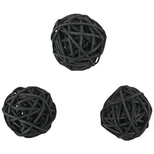 1 Set of Black 5cm Rattan Cane 20 Ball Battery Powered 3m