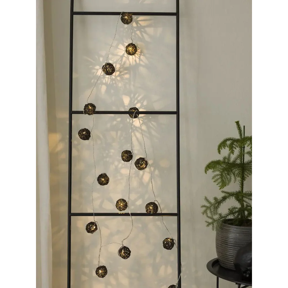 1 Set of Black 5cm Rattan Cane 50 Ball Battery Powered LONG