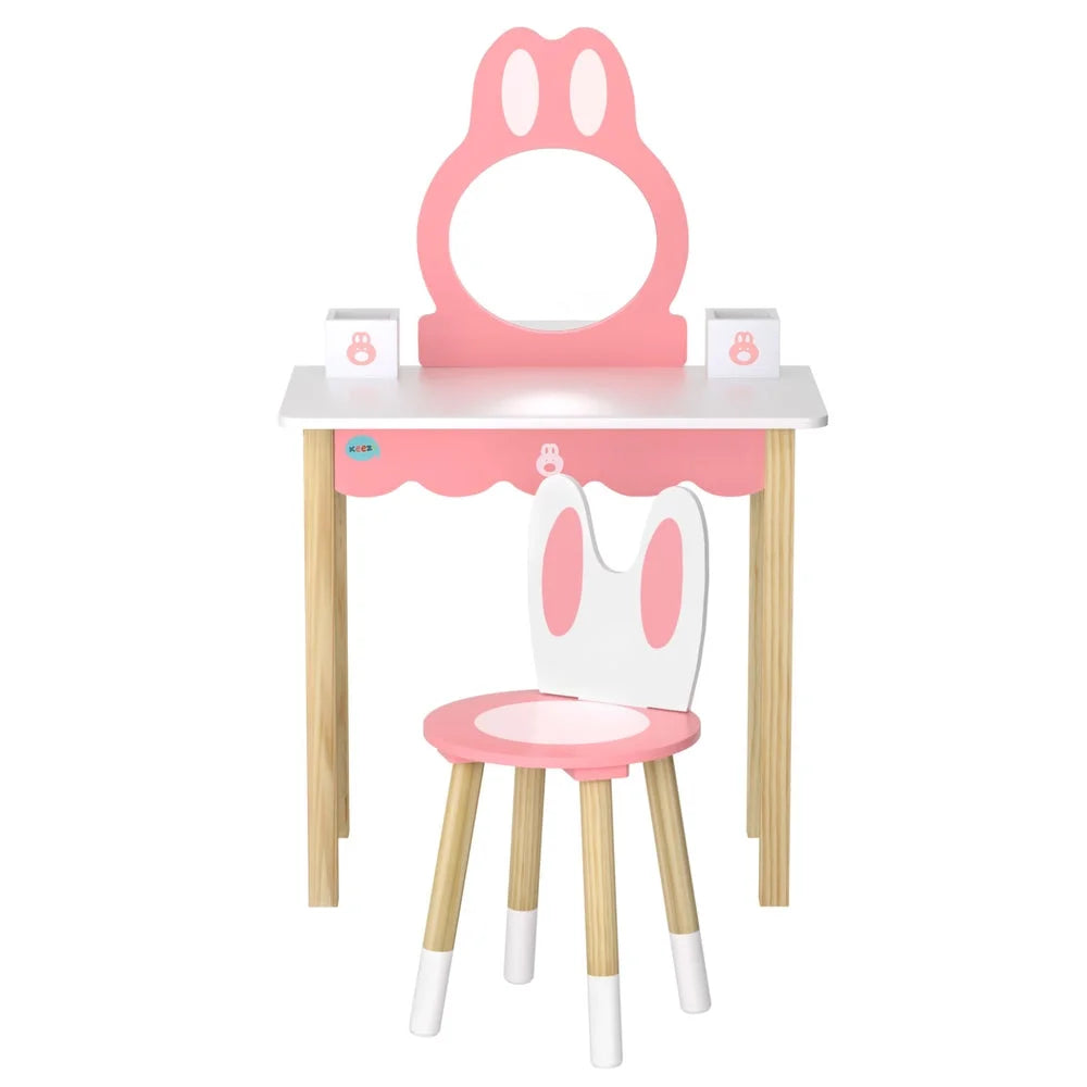 1 Set of Keezi Kids Dressing Table Wooden Bunny Pink - Baby