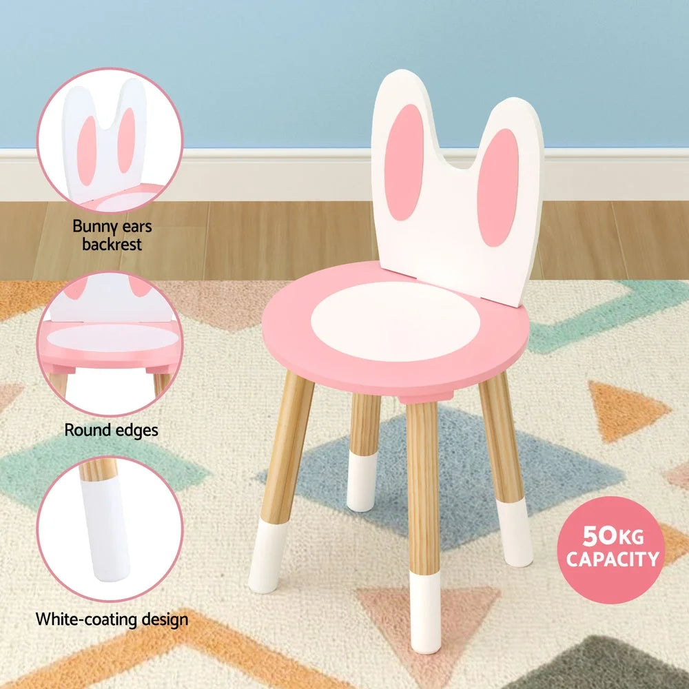 1 Set of Keezi Kids Dressing Table Wooden Bunny Pink - Baby
