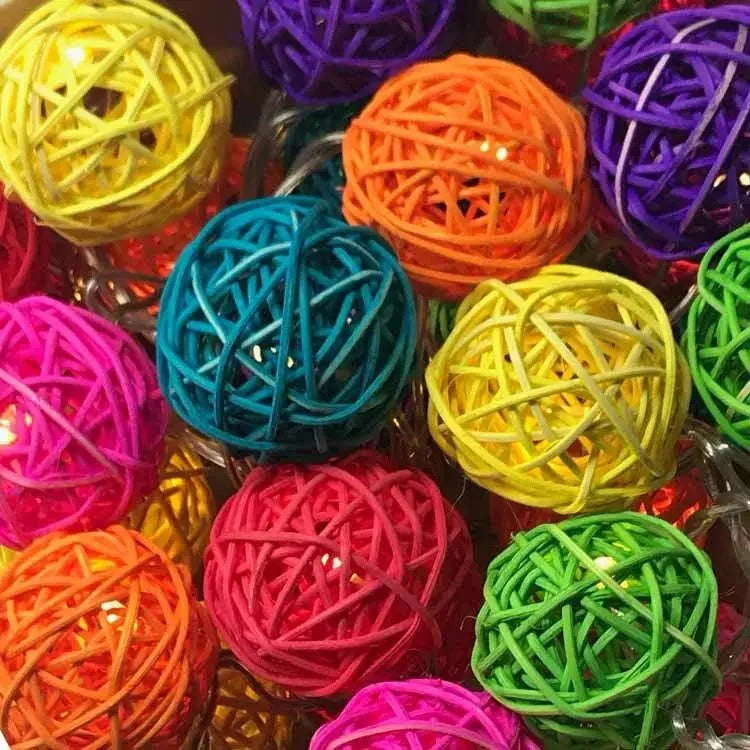 1 Set of Multi Coloured 5cm Rattan Cane 50 Ball Battery