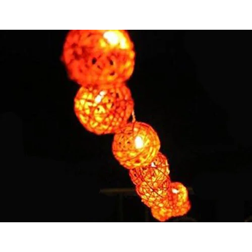 1 Set of Orange 5cm Rattan Cane 20 Ball Battery Powered 3m