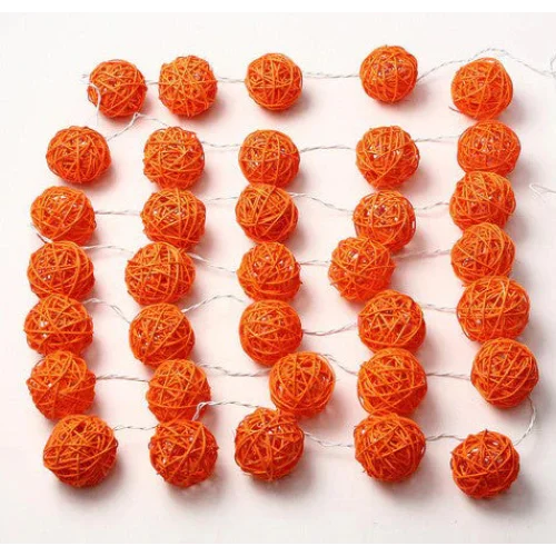 1 Set of Orange 5cm Rattan Cane 50 Ball Battery Powered