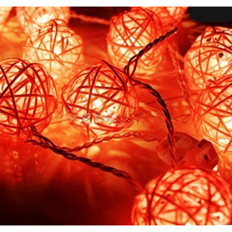 1 Set of Orange 5cm Rattan Cane 50 Ball Battery Powered