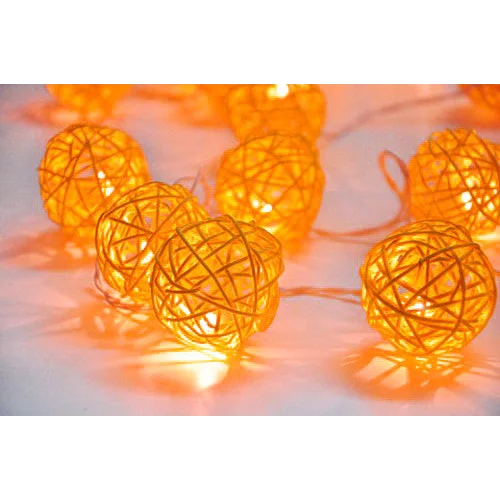 1 Set of Orange 5cm Rattan Cane 50 Ball Battery Powered