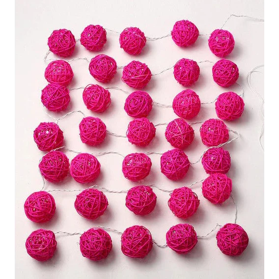 1 Set of Pink 5cm Rattan Cane 50 Ball Battery Powered LONG