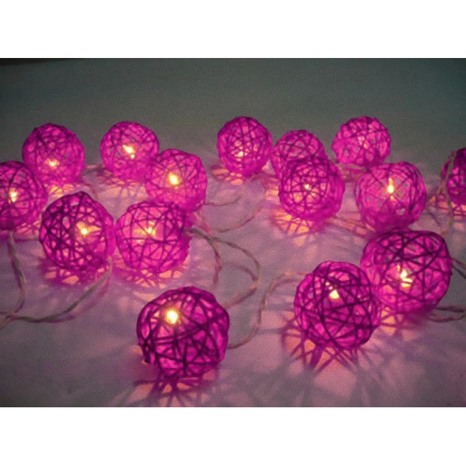 1 Set of Pink 5cm Rattan Cane 50 Ball Battery Powered LONG