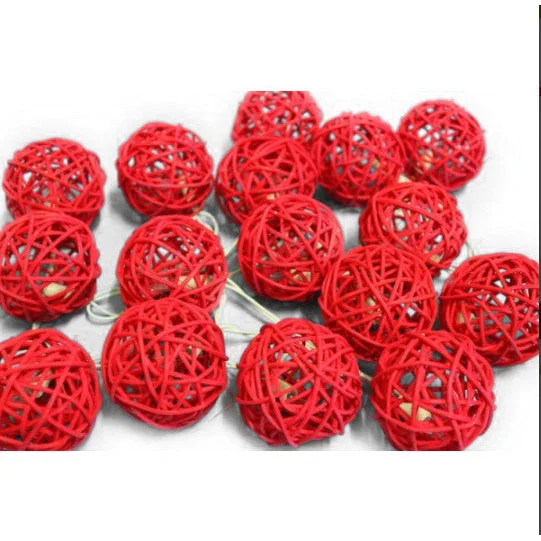 1 Set of Red 5cm Rattan Cane 50 Ball Battery Powered LONG