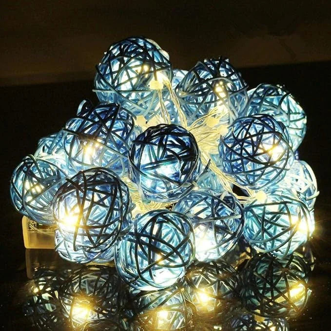 1 Set of Turquoise Blue 5cm Rattan Cane 50 Ball Battery