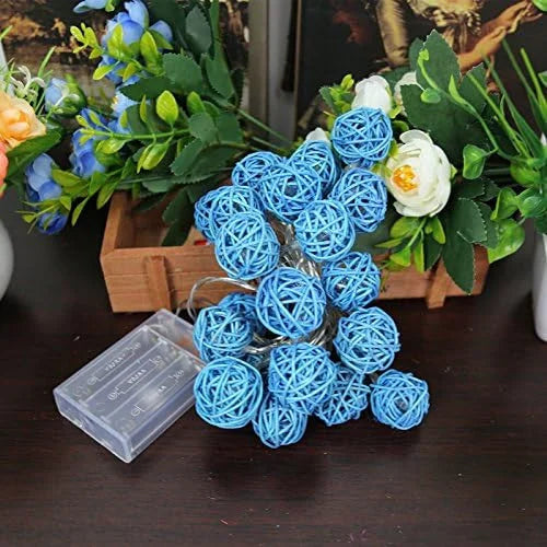 1 Set of Turquoise Blue 5cm Rattan Cane 50 Ball Battery