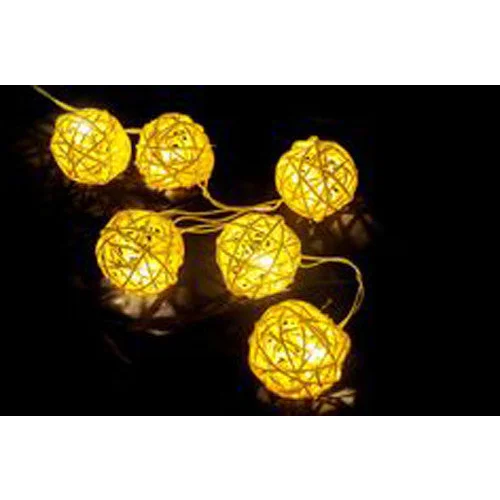 1 Set of Yellow 5cm Rattan Cane 20 Ball Battery Power 3m
