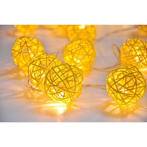 1 Set of Yellow 5cm Rattan Cane 50 Ball Battery Power LONG