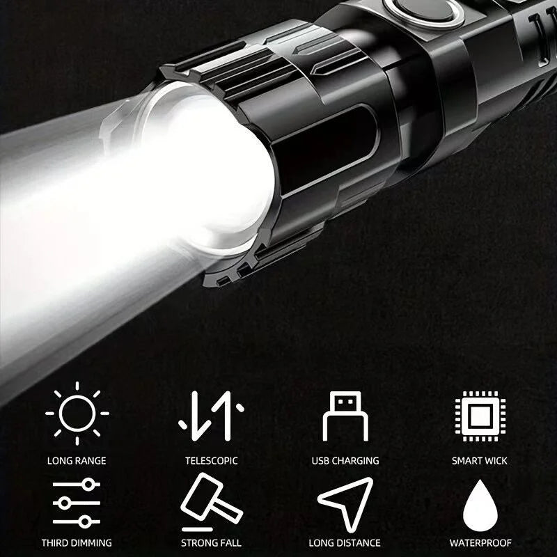 1 USB rechargeable flashlight ultra-bright LED handheld