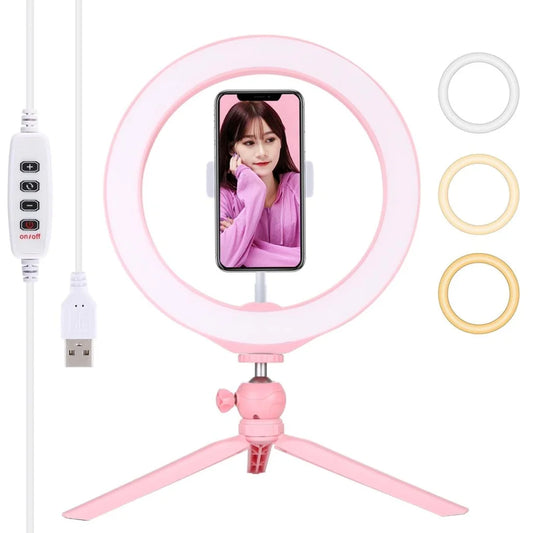 10.2 Selfie Beauty Light with Tripod Mount and Usb 3 Modes