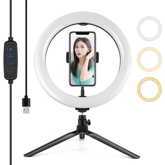 10.2 Selfie Beauty Light with Tripod Mount and Usb 3 Modes