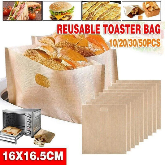 10-50Pcs Reusable Gluten-Free Toaster Bags for Sandwich